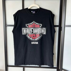 [L] Vintage Classic Harley-Davidson Washed Black Aruba Men's Tank Tee